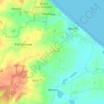 Mapa topográfico Pollard Street, altitud, relieve