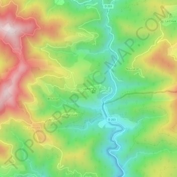 Mapa topográfico La Roche, altitud, relieve