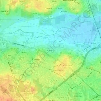 Mapa topográfico Gasteboy, altitud, relieve