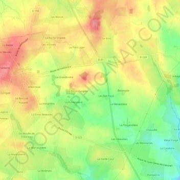 Mapa topográfico La Coupée, altitud, relieve
