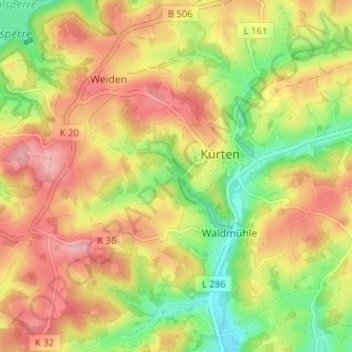 Mapa topográfico Hommermühle, altitud, relieve