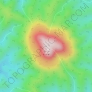 Mapa topográfico Mount Yengo, altitud, relieve