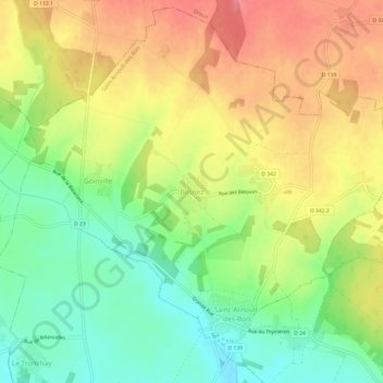 Mapa topográfico Besnez, altitud, relieve