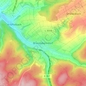 Mapa topográfico Brandoberndorf, altitud, relieve
