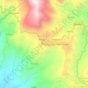 Mapa topográfico Gandew, altitud, relieve