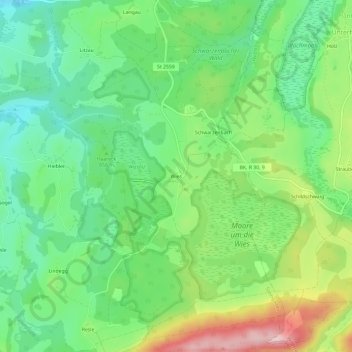 Mapa topográfico Wies, altitud, relieve