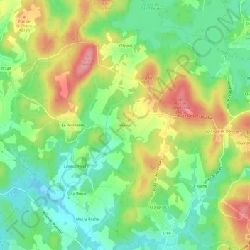 Mapa topográfico Nepoux, altitud, relieve