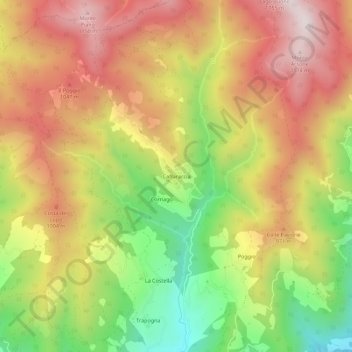 Mapa topográfico Caffaraccia, altitud, relieve