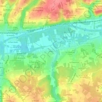 Mapa topográfico Vrigny, altitud, relieve