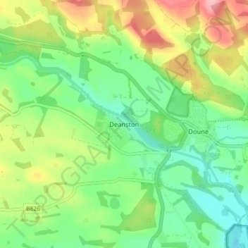 Mapa topográfico Deanston, altitud, relieve