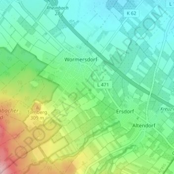 Mapa topográfico Ipplendorf, altitud, relieve