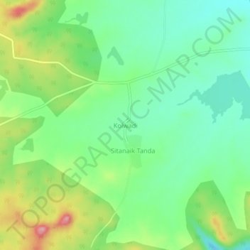 Mapa topográfico Kolwadi, altitud, relieve
