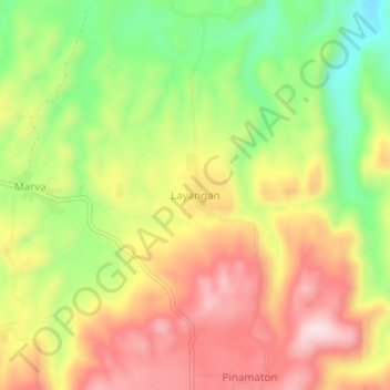 Mapa topográfico Layangan, altitud, relieve