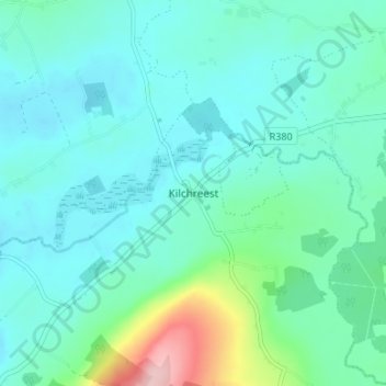 Mapa topográfico Kilchreest, altitud, relieve