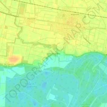 Mapa topográfico Santa Margherita, altitud, relieve