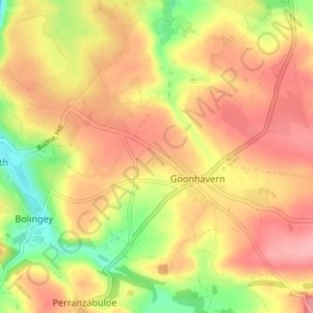 Mapa topográfico Rosehill, altitud, relieve