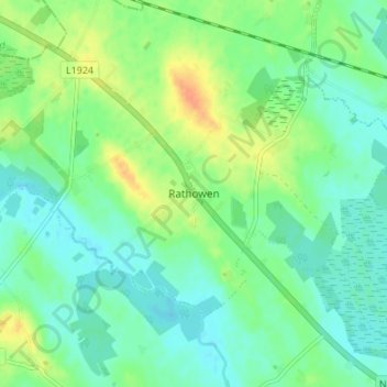 Mapa topográfico Rathowen, altitud, relieve
