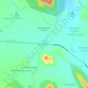 Mapa topográfico Rekkamanu, altitud, relieve