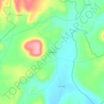 Mapa topográfico Hinojosa, altitud, relieve