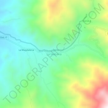 Mapa topográfico La Habana, altitud, relieve