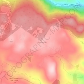 Mapa topográfico Mount Vernon, altitud, relieve