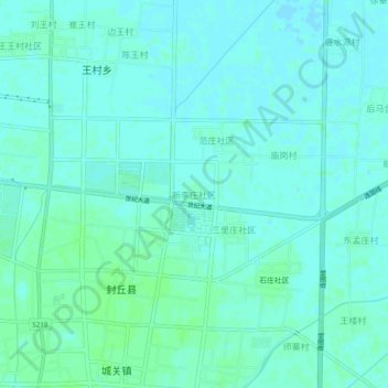 Mapa topográfico 新李庄社区, altitud, relieve