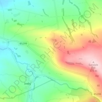 Mapa topográfico Sandale, altitud, relieve
