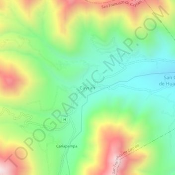 Mapa topográfico Cayran, altitud, relieve