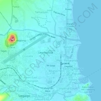 Mapa topográfico Gogon, altitud, relieve
