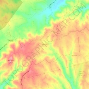 Mapa topográfico Santos, altitud, relieve