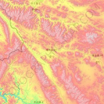 Mapa topográfico 阿里地区, altitud, relieve