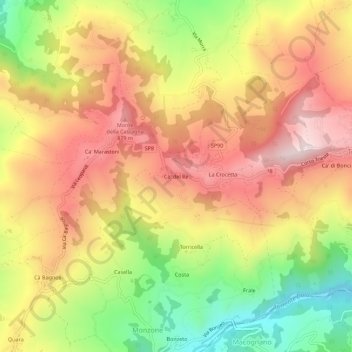 Mapa topográfico Ca' del Re, altitud, relieve