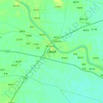 Mapa topográfico 北舞渡镇, altitud, relieve