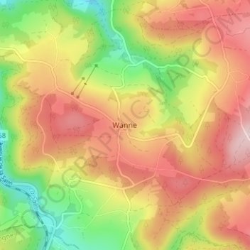 Mapa topográfico Wanne, altitud, relieve