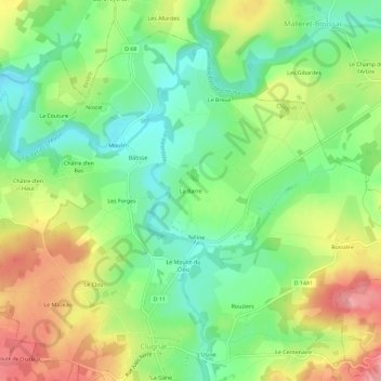 Mapa topográfico La Barre, altitud, relieve