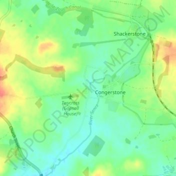 Mapa topográfico Bilstone, altitud, relieve