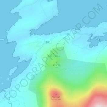 Mapa topográfico Knockfadda, altitud, relieve