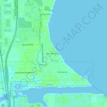 Mapa topográfico Bayside Terrace, altitud, relieve