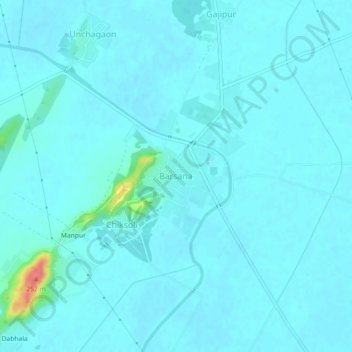Mapa topográfico Barsana, altitud, relieve