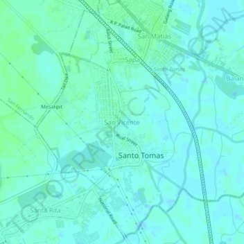 Mapa topográfico San Vicente, altitud, relieve