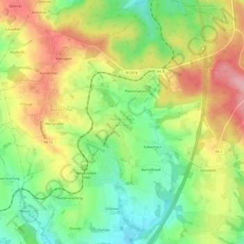 Mapa topográfico Neukirchen am Inn, altitud, relieve