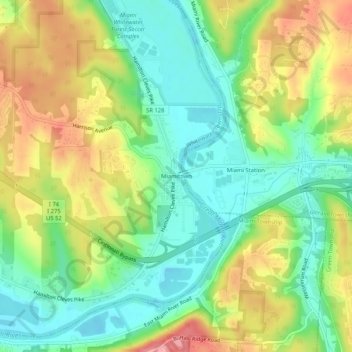 Mapa topográfico Miamitown, altitud, relieve
