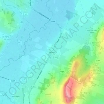 Mapa topográfico La Place, altitud, relieve