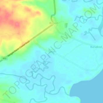 Mapa topográfico Sasa, altitud, relieve