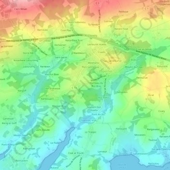 Mapa topográfico Veniec, altitud, relieve