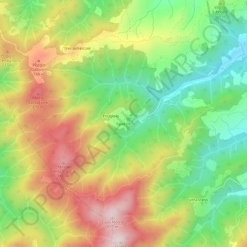 Mapa topográfico Upacchi, altitud, relieve