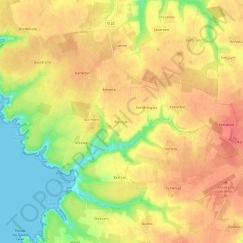 Mapa topográfico Keroyan, altitud, relieve