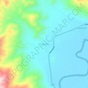 Mapa topográfico Huasanó, altitud, relieve