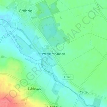 Mapa topográfico Werdershausen, altitud, relieve