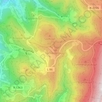 Mapa topográfico Brandrüttel, altitud, relieve